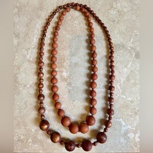 Women's Brown Beaded Wood Necklaces Boho Chic Tribal Fashion Costume Jewelry